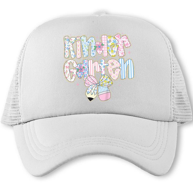Cute Preppy Back To School Floral Kindergarten For Girls Trucker Cap