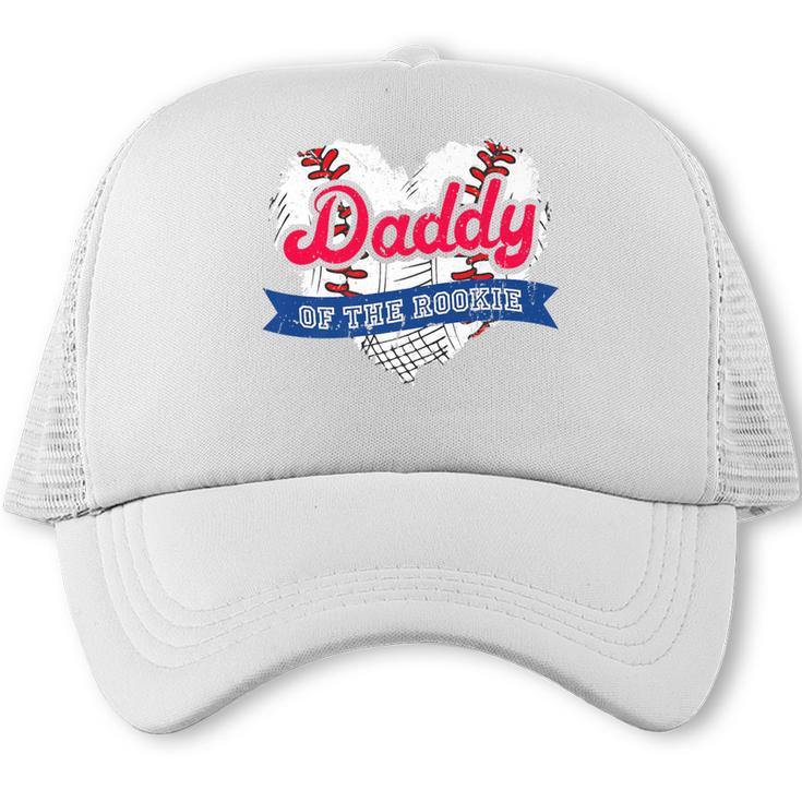 Daddy Of The Rookie Baseball Dad Retro Love Heart Birthday Premium Trucker Cap