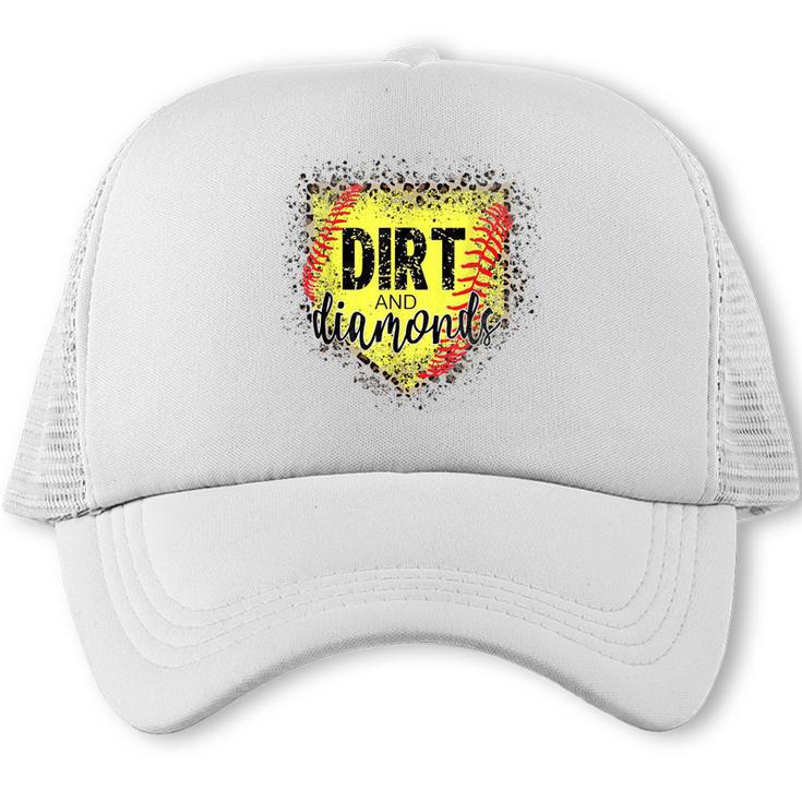 Dirt And Diamonds Baseball Leopard Baseball Mom Trucker Cap