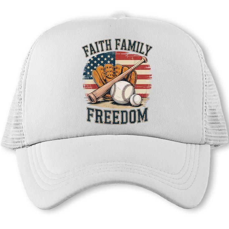 Faith Family Freedom Patriotic Christian Baseball Game Day Trucker Cap