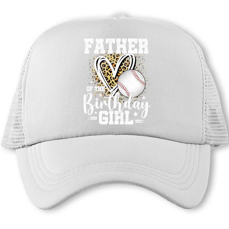 Father Of The Birthday Girl Baseball Dad Leopard Heart Premium Tri-Blend Trucker Cap