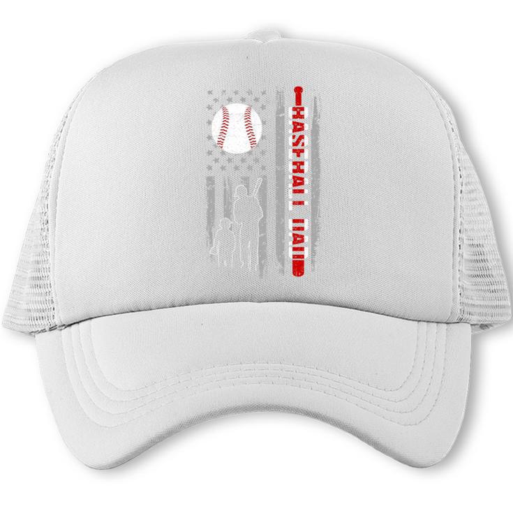 Father's Day USA Flag Patriotic Baseball Dad Premium Trucker Cap