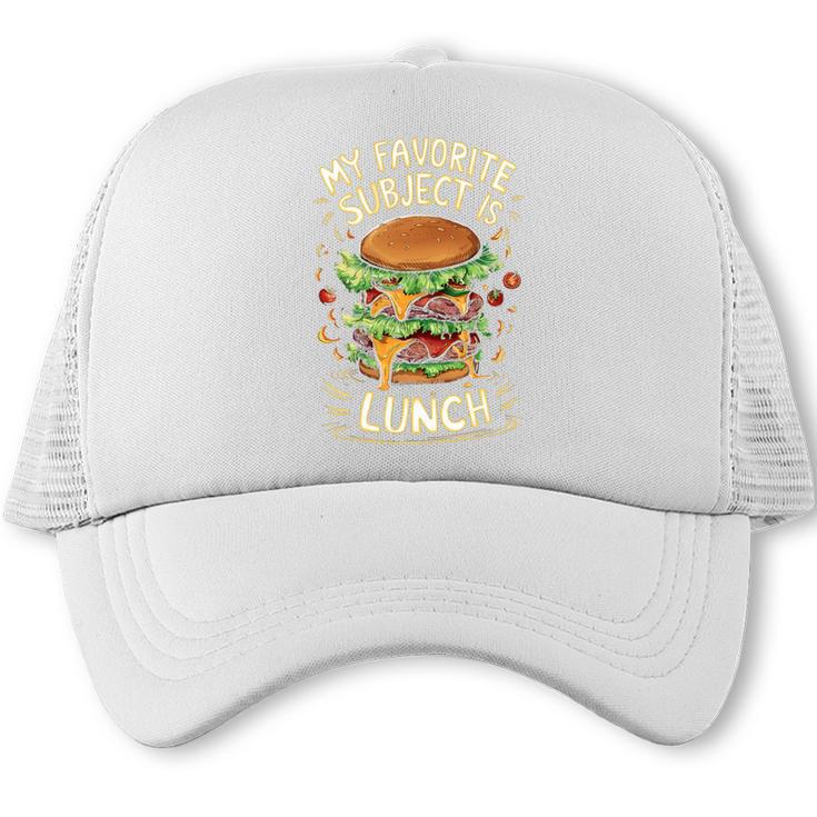 My Favorite Subject Is Lunch Hamburger Back To School Premium Tri-Blend Trucker Cap