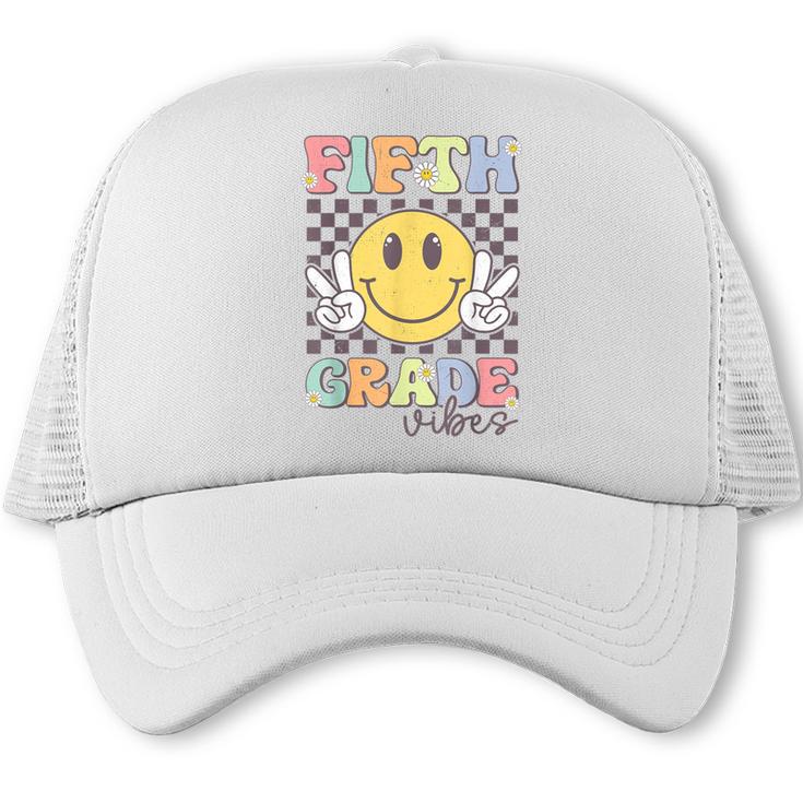 Fifth Grade Vibes Smile Face 5th Grade Team Back To School Trucker Cap