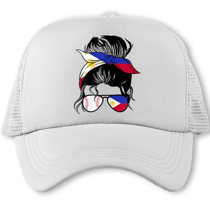 Filipina Baseball Mom Philippines Flag Baseball Girl Trucker Cap