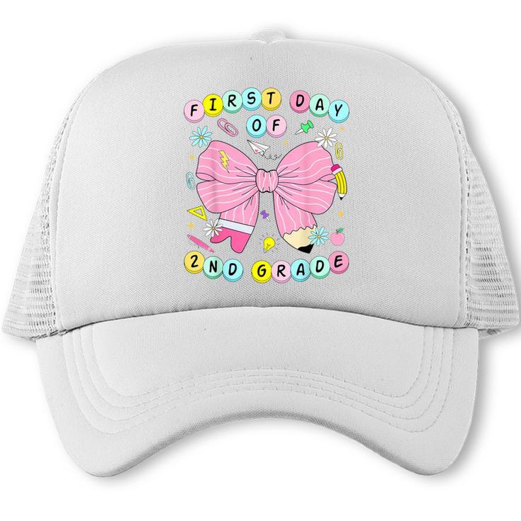 First Day Of 2nd Grade Girls Coquette Back To School Kids Trucker Cap