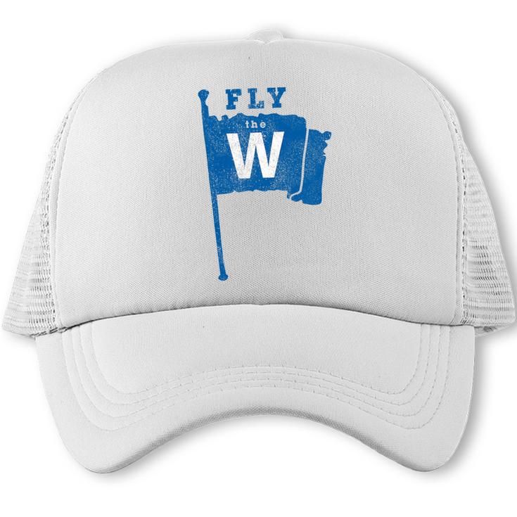Fly The W Chicago Baseball Winning Flag Distressed Premium Tri-Blend Trucker Cap