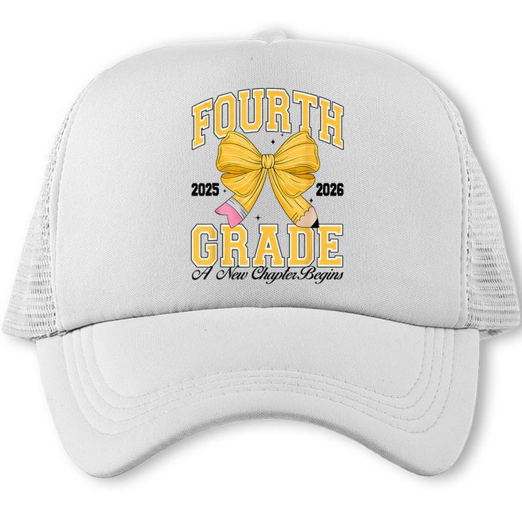 Fourth Grade Back To School First Day Pencil Bow 2025 Girls Trucker Cap