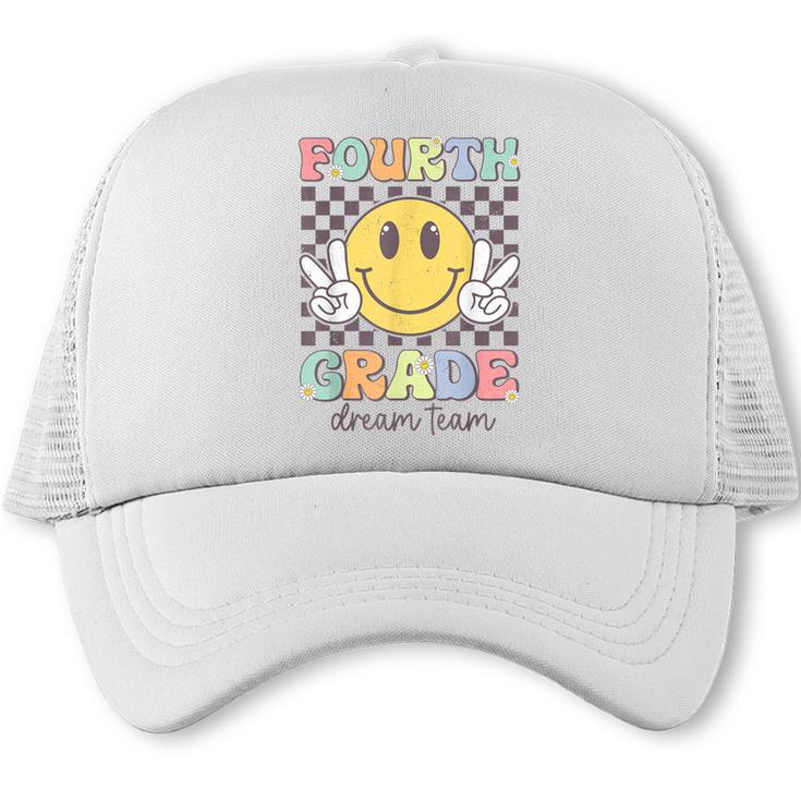 Fourth Grade Dream Team Smile Face Back To School 4th Grade Trucker Cap
