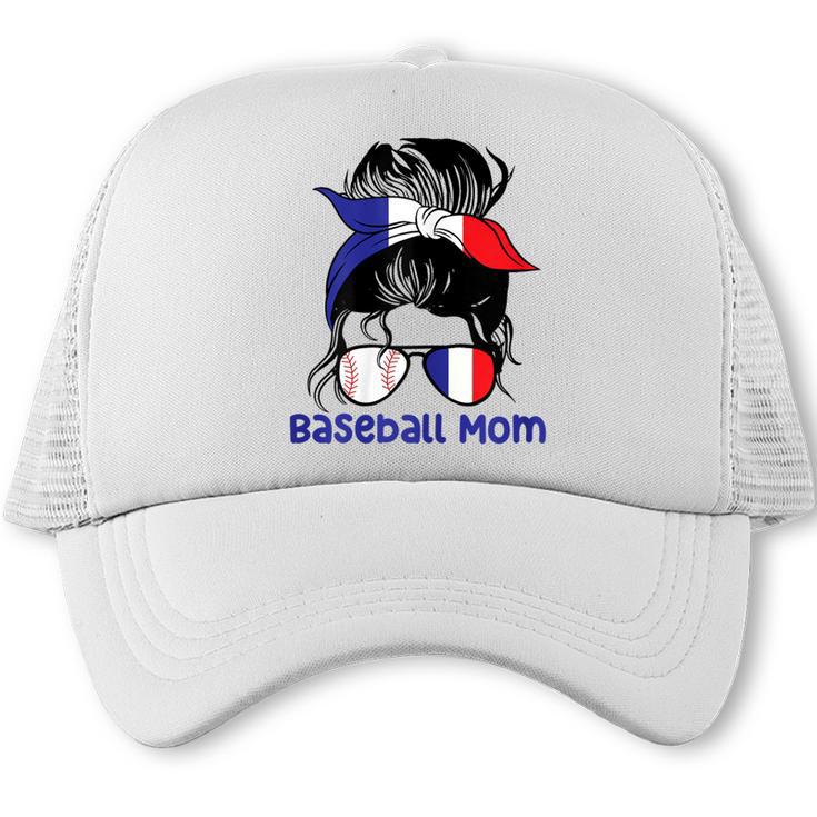 French Baseball Mom France Messy Bun Trucker Cap