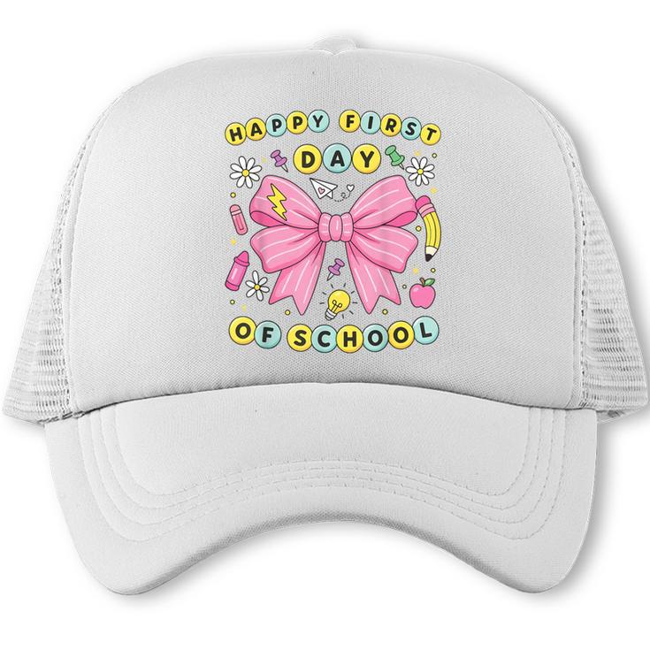Friendship Bracelet Coquette Bow Back To School Girl Kids Trucker Cap