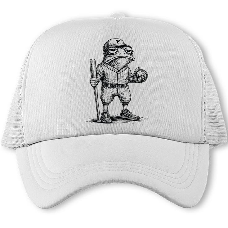 Frog Basketbal Men Women Grumpy Frog Playing Baseball Trucker Cap