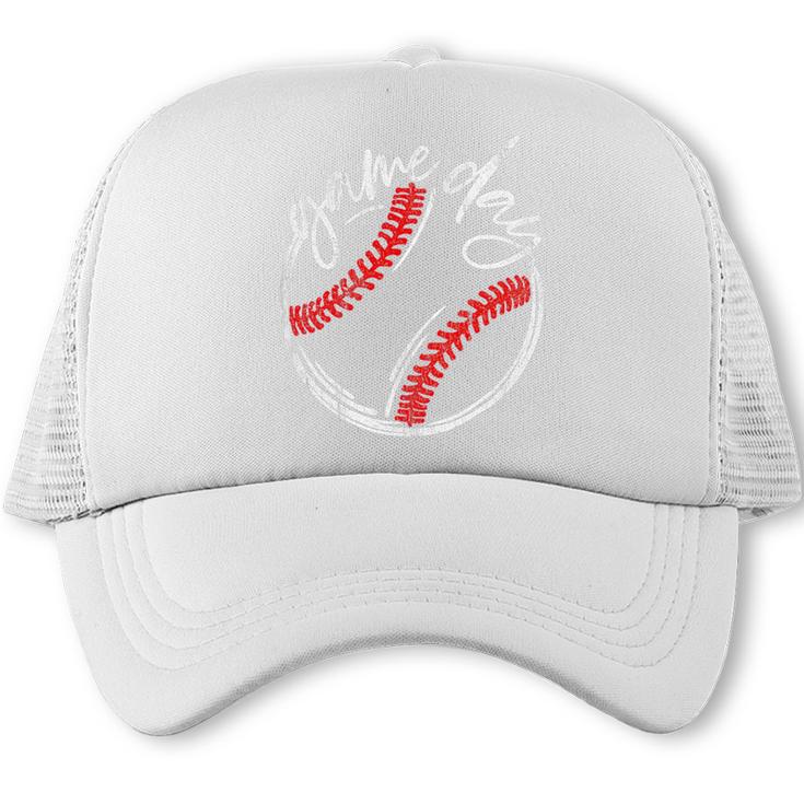Game Day Baseball Baseball Lovers Softball Life Mom Premium Tri-Blend Trucker Cap