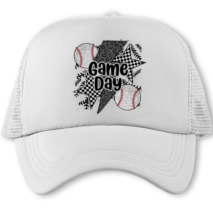Game Day Baseball Retro Checkered Baseball Trucker Cap
