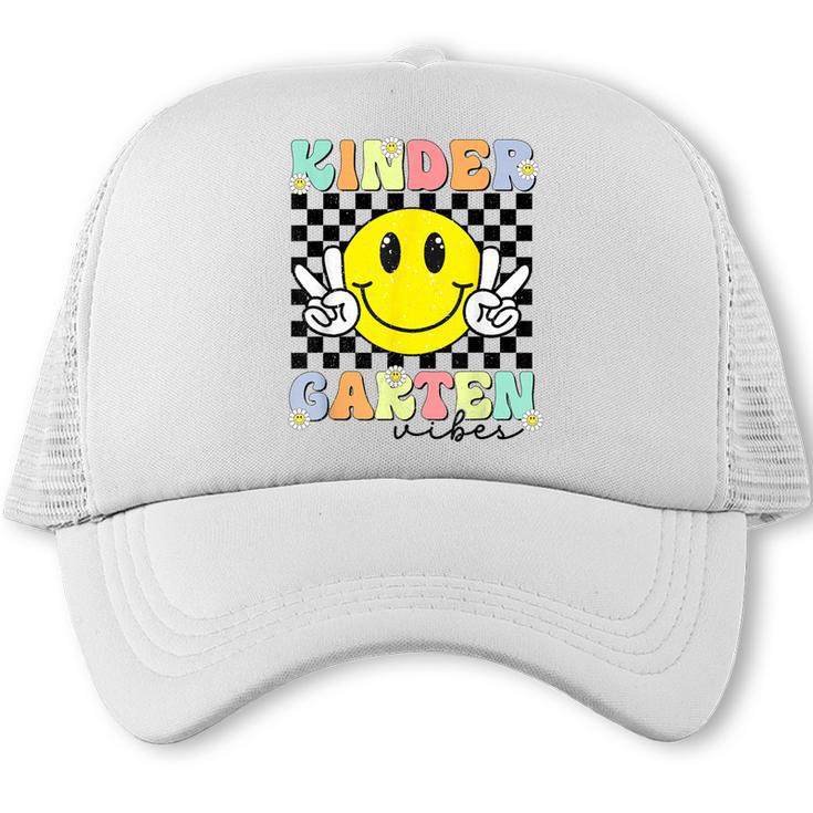 Girls Kindergarten Vibes Smile Face Back To School Kinder Trucker Cap