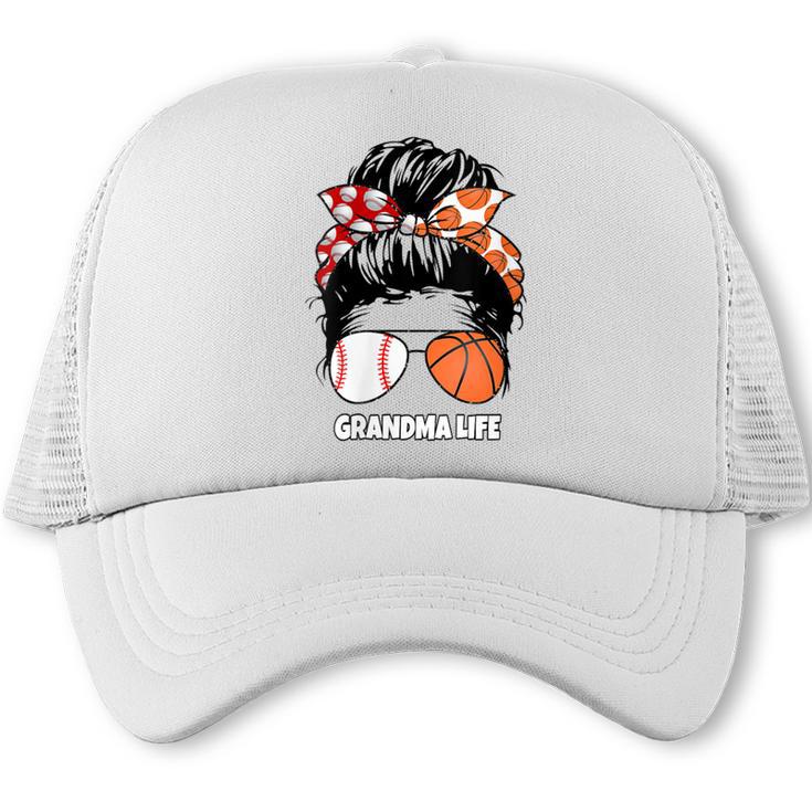 Grandma Life Basketball And Baseball Mom Funny Trucker Cap
