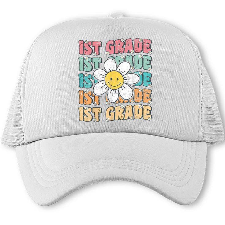 Groovy 1st Grade Back To School First Day Of First Grade Trucker Cap