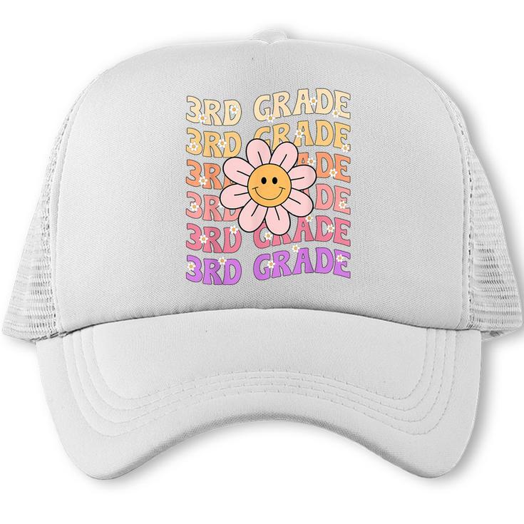 Groovy 3rd Grade Back To School Retro Groovy Third Grade Trucker Cap