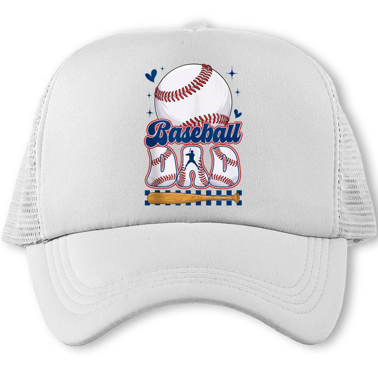 Groovy Baseball Dad Daddy Father Happy Fathers Day Men Guys Trucker Cap