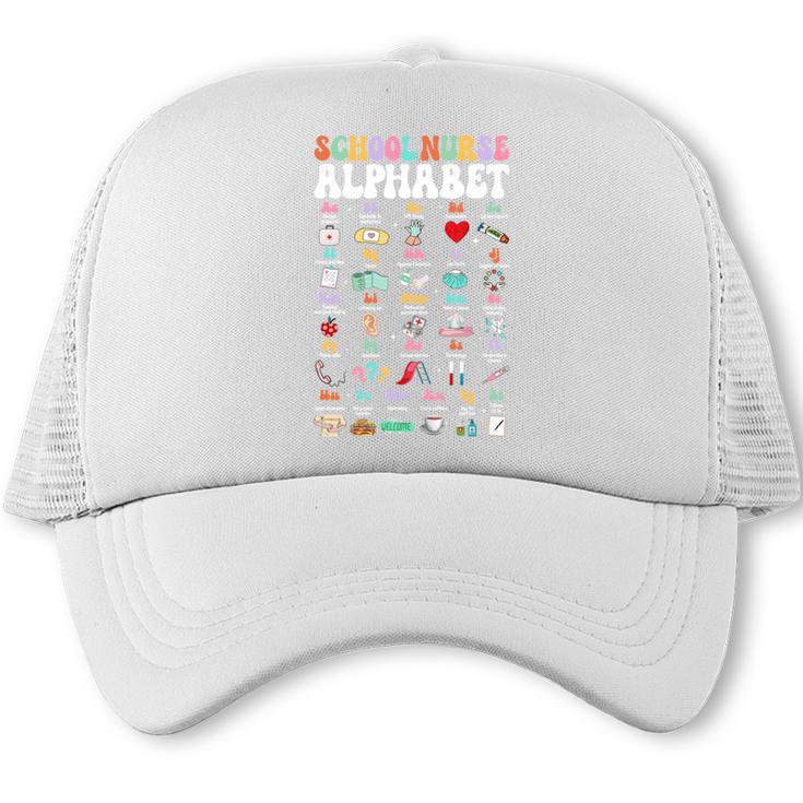 Groovy Cute ABC School Nurse Alphabet Back To School Women Trucker Cap