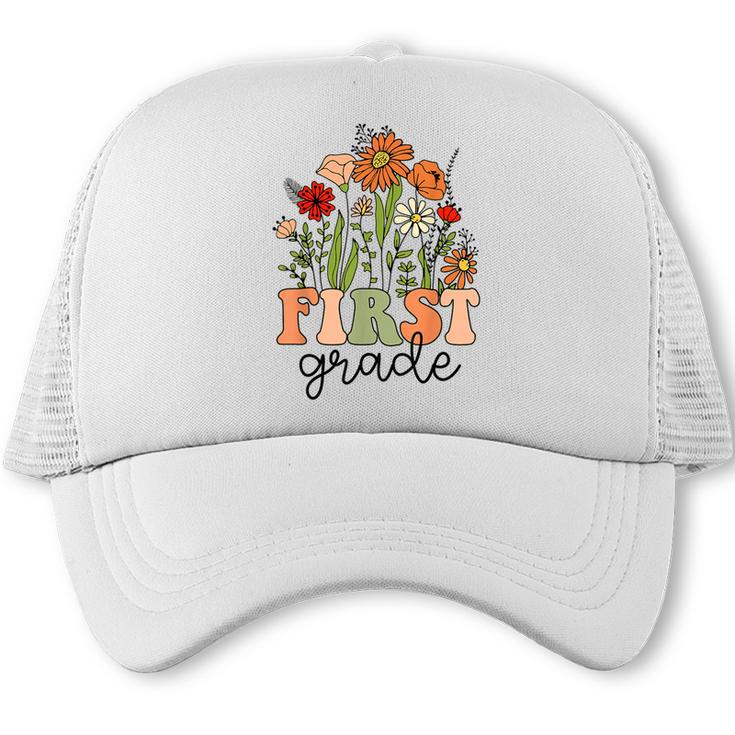 Groovy First Grade Wildflowers Back To School 1st Grade Trucker Cap