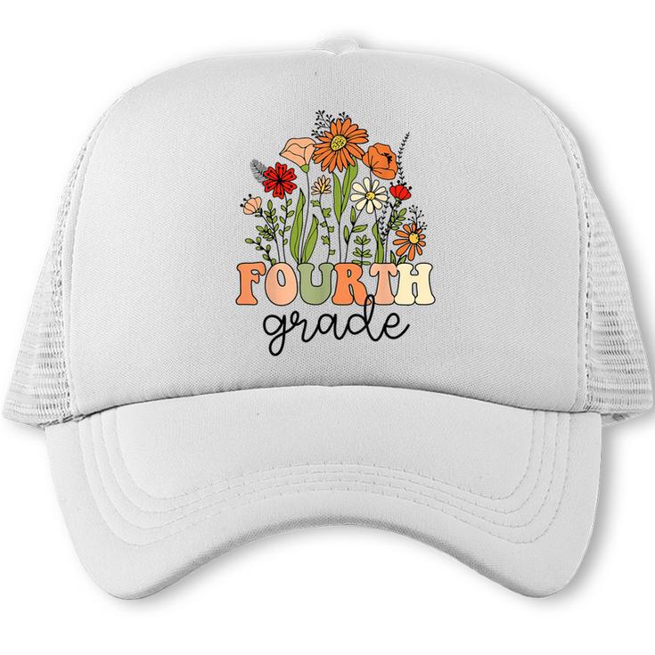 Groovy Fourth Grade Wildflowers Back To School 4th Grade Trucker Cap