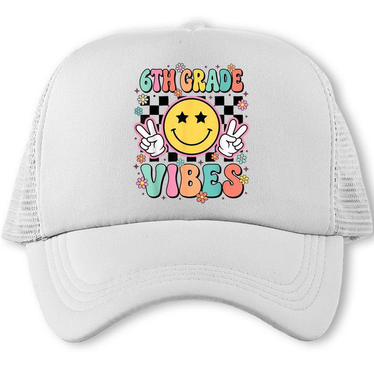 Groovy Sixth 6TH Grade Vibes Back To School First Day Kids Trucker Cap