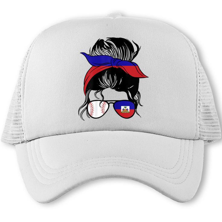 Haitian Baseball Mom Haiti Flag Baseball Girl Trucker Cap