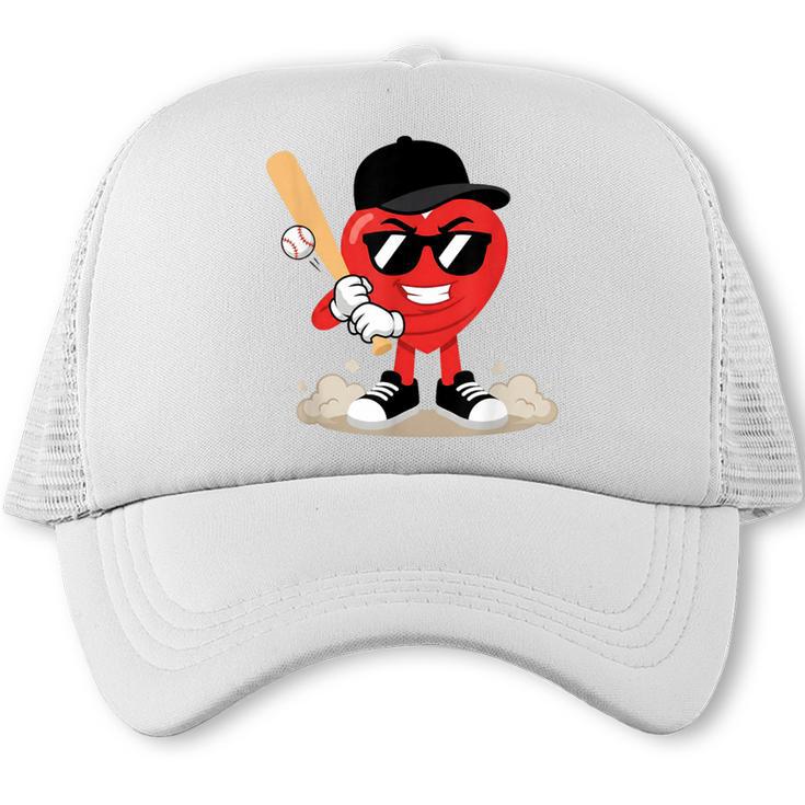 Heart Playing Baseball Valentine Baseball Trucker Cap