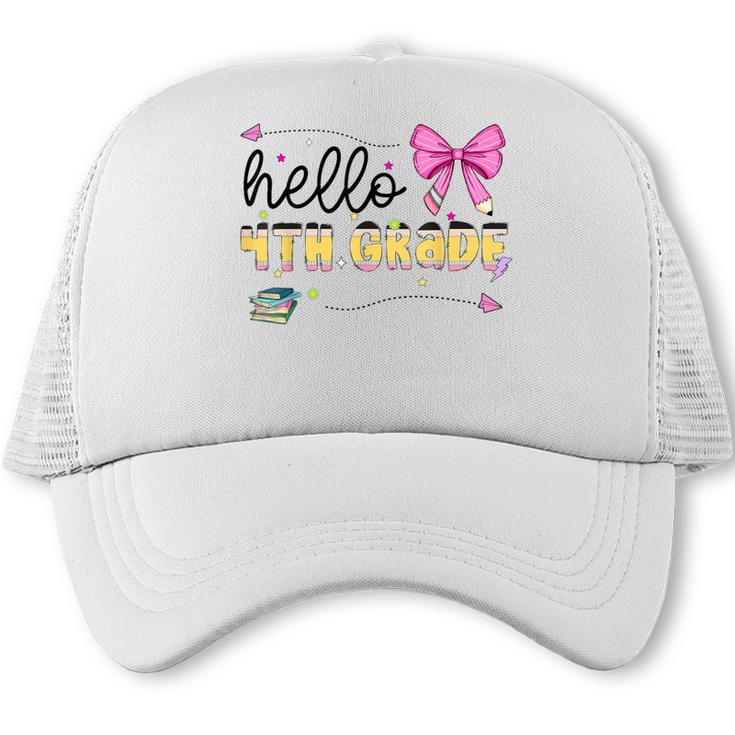Hello 4th Grade Girls Coquette Fourth Grade Back To School Trucker Cap