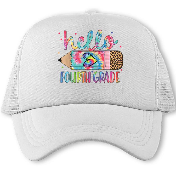 Hello Fourth Grade Tie Dye Pencil Back To School 4th Grade Trucker Cap