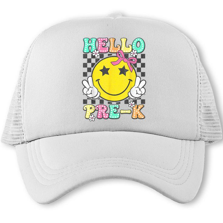 Hello Pre-K Coquette Bow Back To School Preschool Girl Trucker Cap