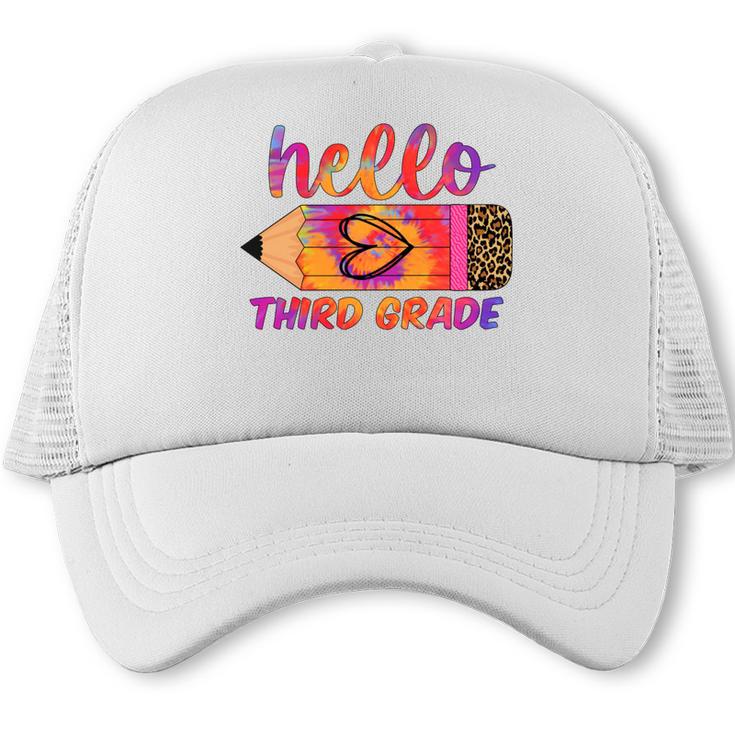 Hello Third Grade Back To School Pencil Tie Dye 3rd Grade Performance Trucker Cap
