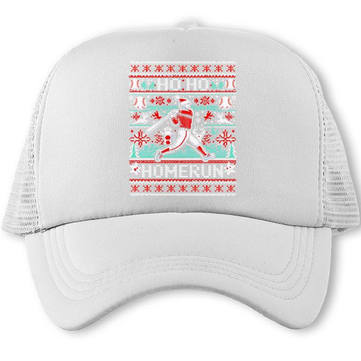 Ho Ho Homerun Baseball Ugly Christmas Sweater Party Hitter Trucker Cap
