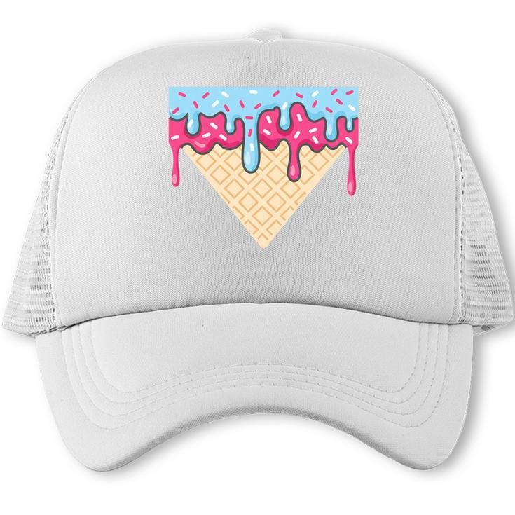 Ice Cream Baseball Cone Dripping Sprinkles Kids Boys Summer Premium Tri-Blend Trucker Cap