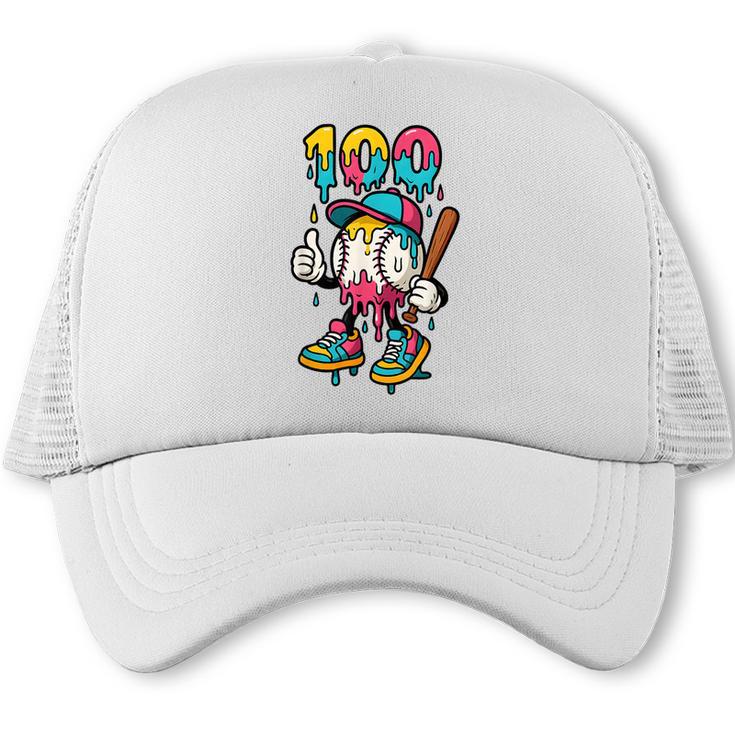 Ice Cream Drip Baseball Party 100 Days Of School Teacher Trucker Cap