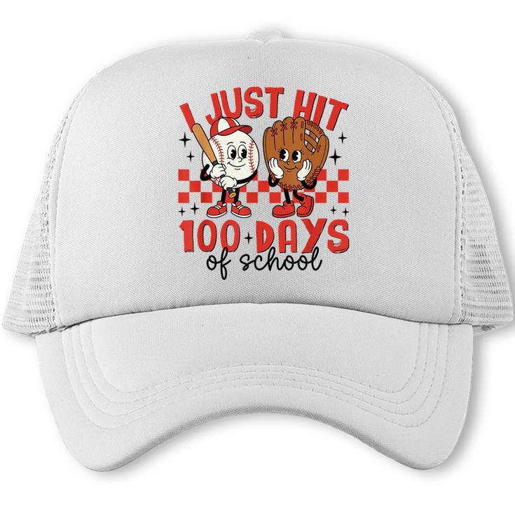 I Just Hit 100 Days Of School Baseball 100th Day Teacher Kid Trucker Cap