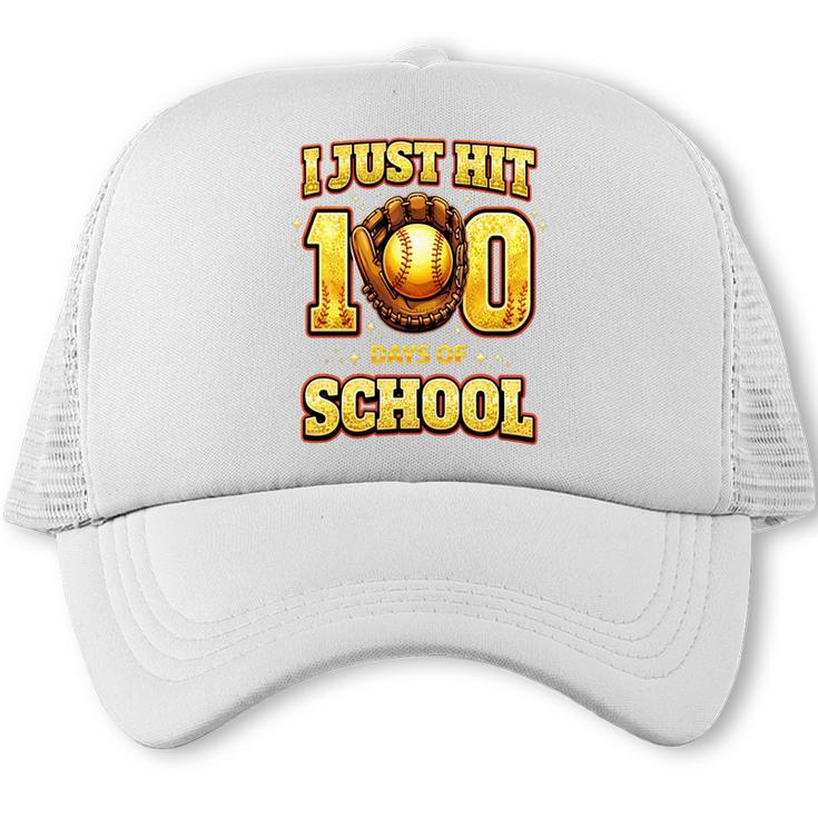 I Just Hit 100 Days Of School Baseball Boys Kids 100th Day Trucker Cap