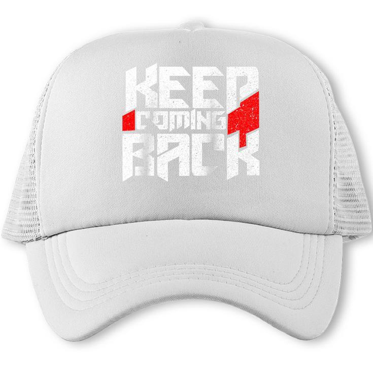 Keep Coming Back Celebrate Recovery Rehab NA AA Raglan Baseball Tee Trucker Cap