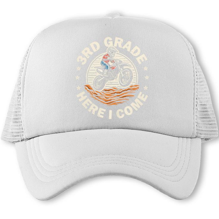 Kids Back To School 3rd Grade Here I Come Motocross Dirt Bike Performance Trucker Cap