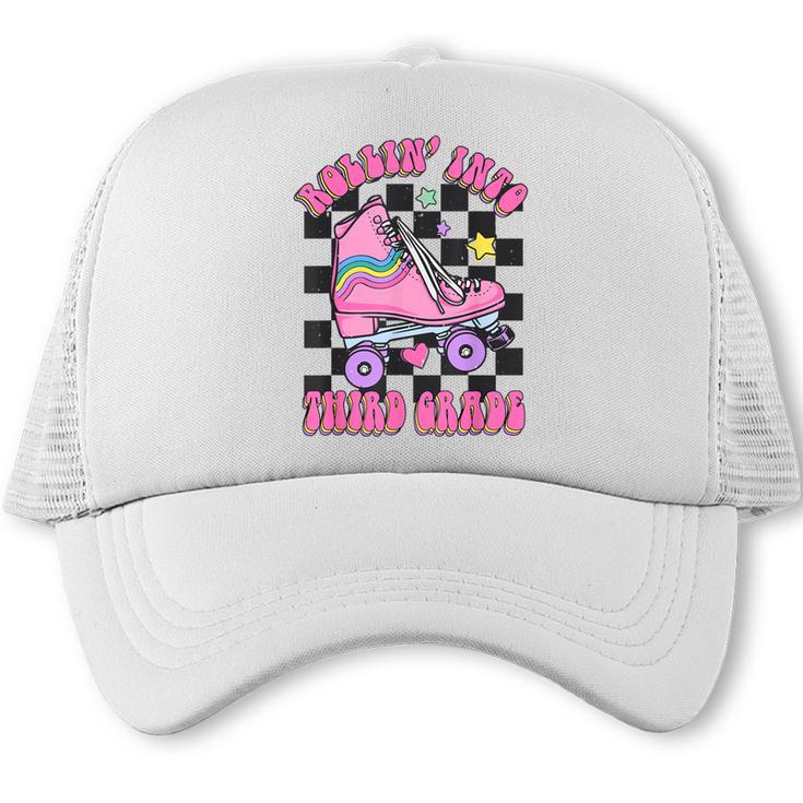 Kids Back To School Skating Rollin Into Third 3rd Grade Trucker Cap