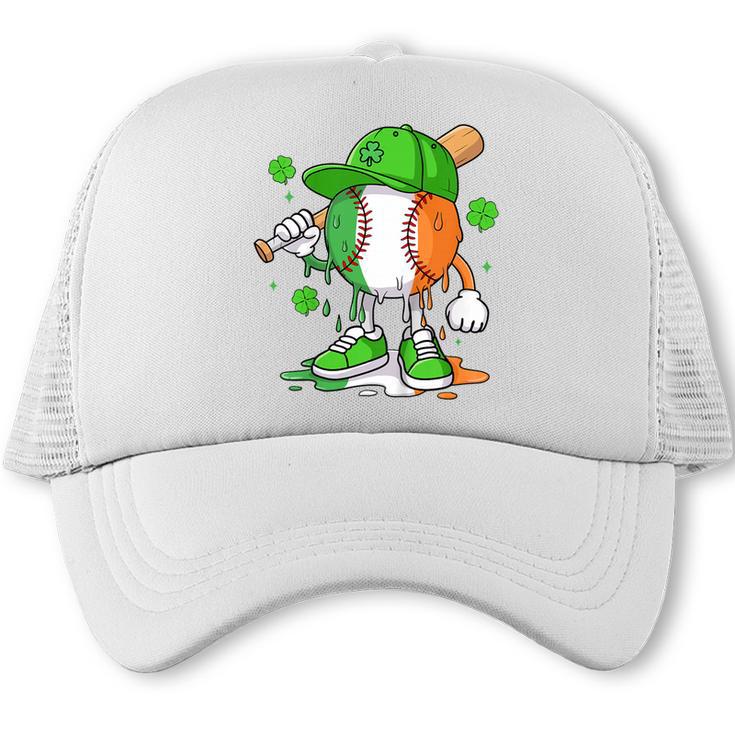 Kids Boys St Patricks Day Irish Flag Kids Baseball Ice Cream Drip Trucker Cap