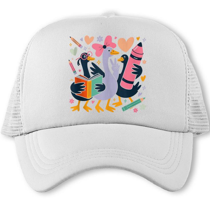 Kindergarten 1st Grade Goose Back To School Girls Trucker Cap