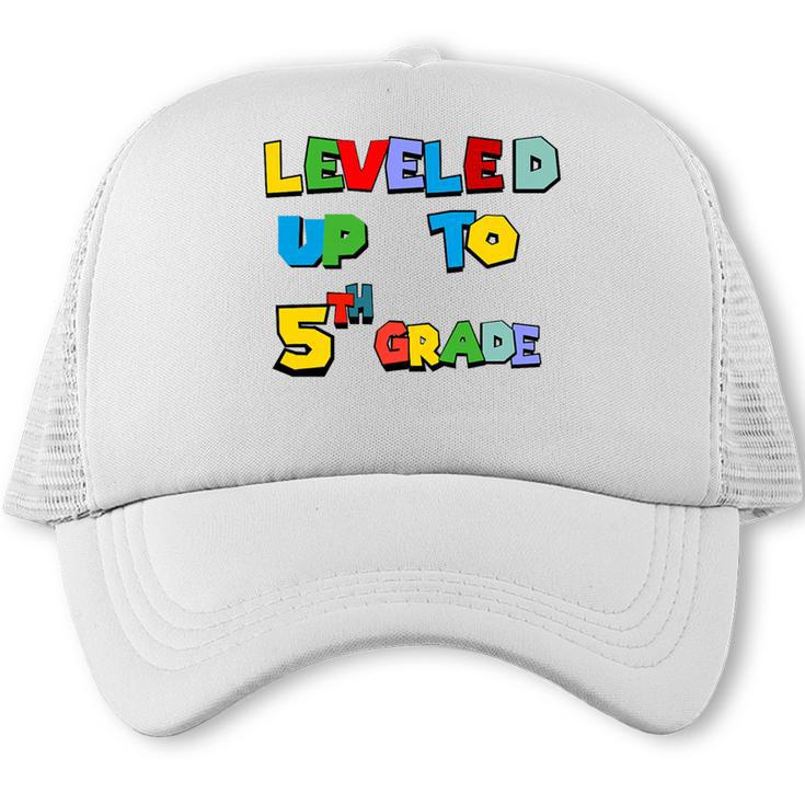 Leveled Up To 5th Grade Back To School Kids Boys Premium Tri-Blend Trucker Cap