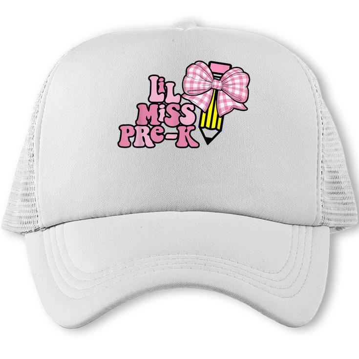 LiL Miss Pre-K Back To School Girls Coquette Bow First Day Trucker Cap