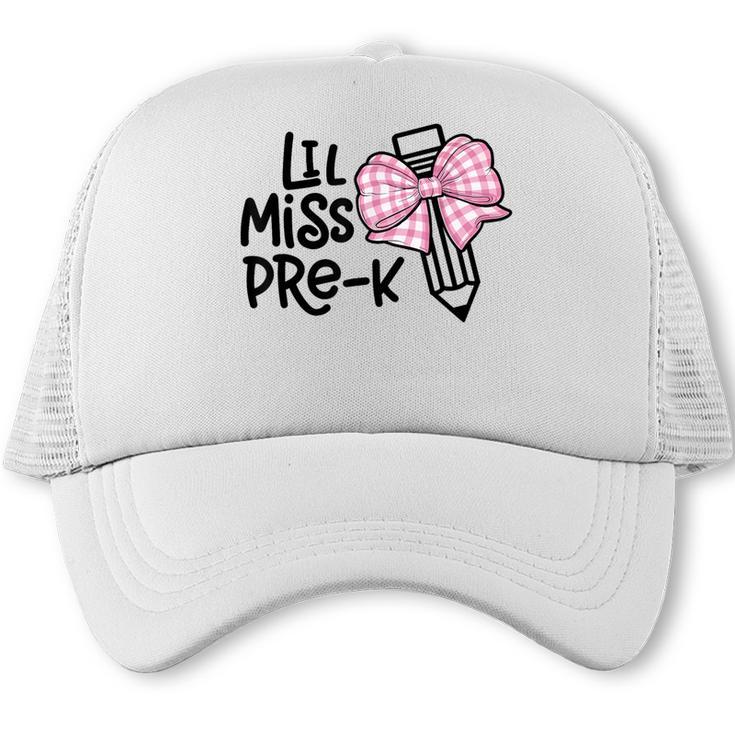 LiL Miss Pre-K Girls Coquette Bow Gingham Bow Back To School Trucker Cap