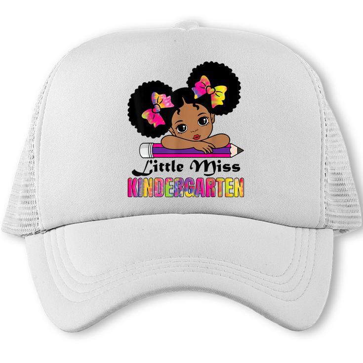 Little Miss Kindergarten Afro Puff Girl Back To School Trucker Cap
