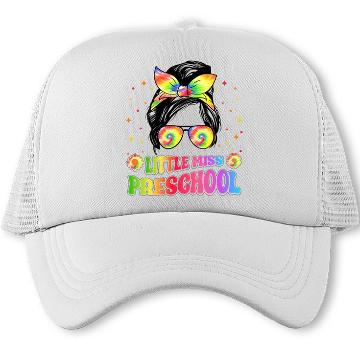 Little Miss Preschool Messy Bun Tie Dye Back To School Girls Trucker Cap