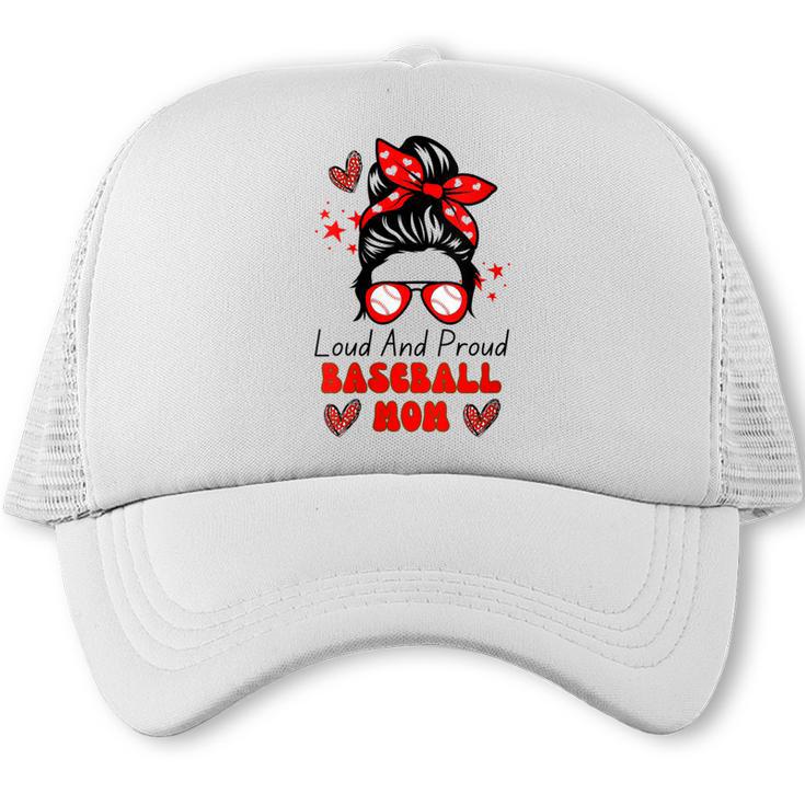 Loud And Proud Baseball Mom Messy Bun Leopard Mother Day Trucker Cap