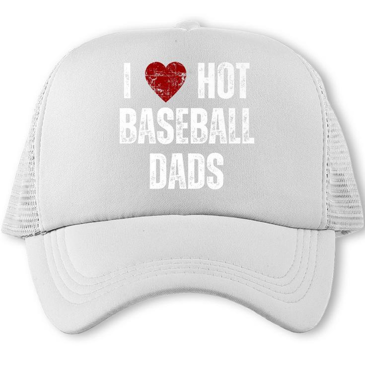I Love Hot Baseball Dads Red Hearts Premium Trucker Cap